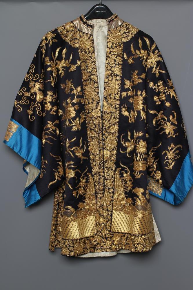A CHINESE BLACK SILK COAT Image