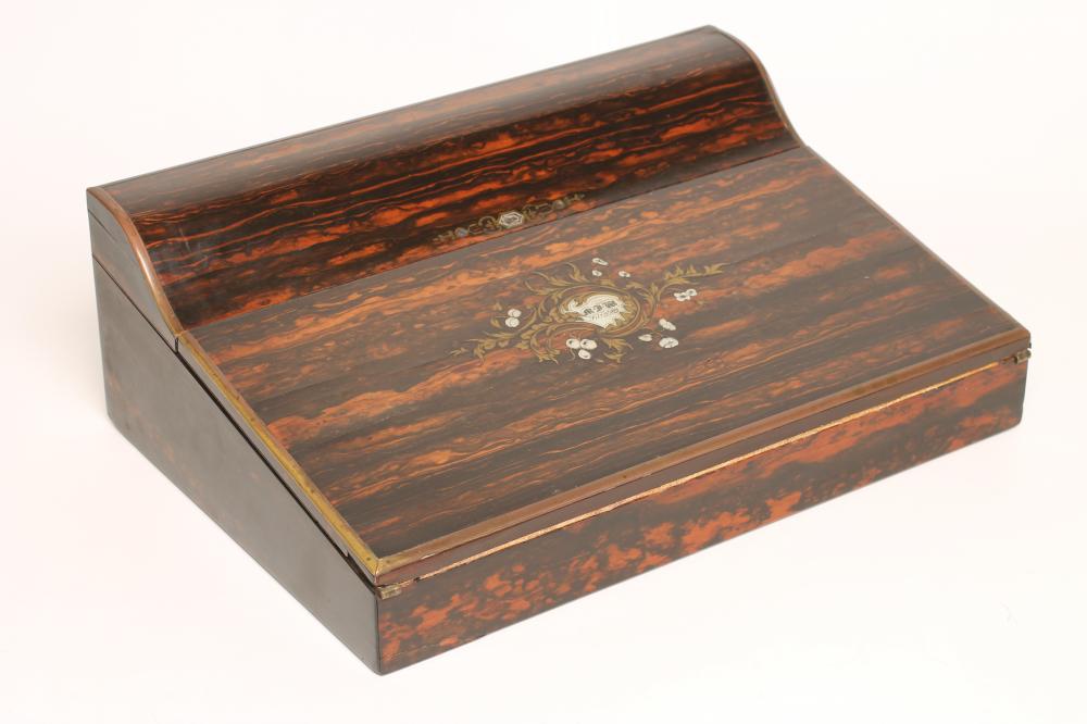 A VICTORIAN COROMANDEL WRITING SLOPE of wedge shape Image