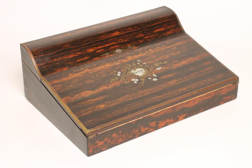 A VICTORIAN COROMANDEL WRITING SLOPE of wedge shape Image