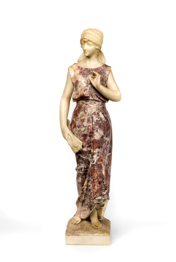 AN ALABASTER AND RED MARBLE FIGURE OF RUTH in the manner of Prof. Guiseppe Bessi (Italian 1857-1922) Image