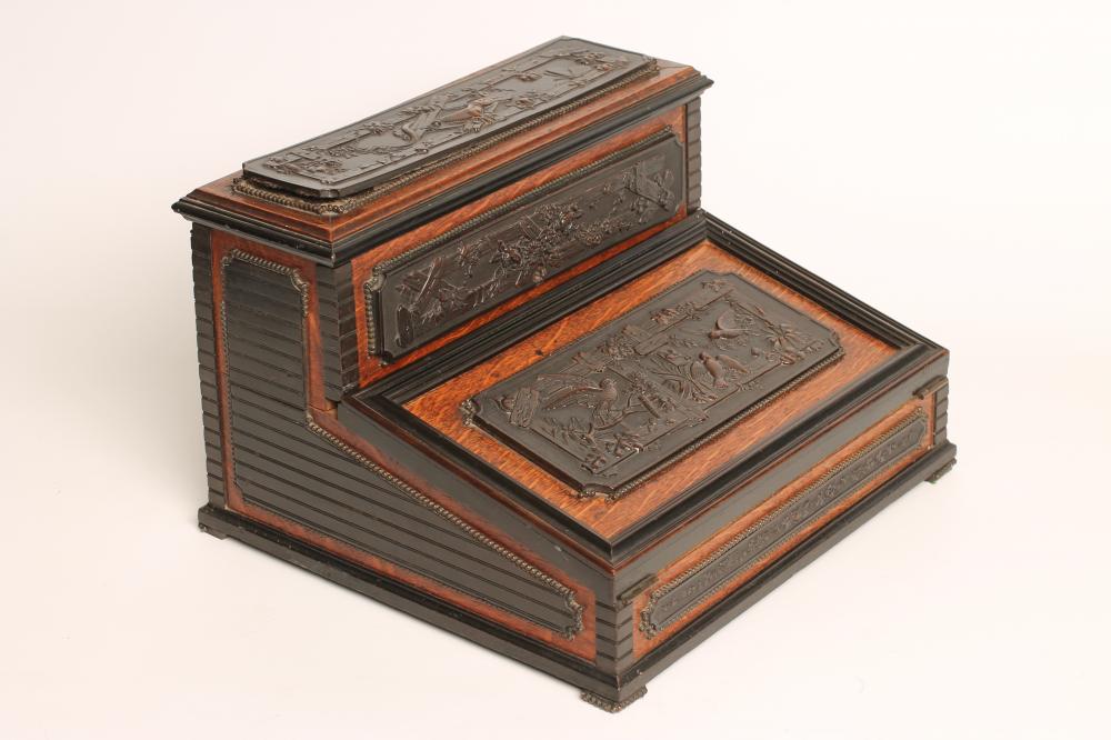 A VICTORIAN OAK WRITING SLOPE Image