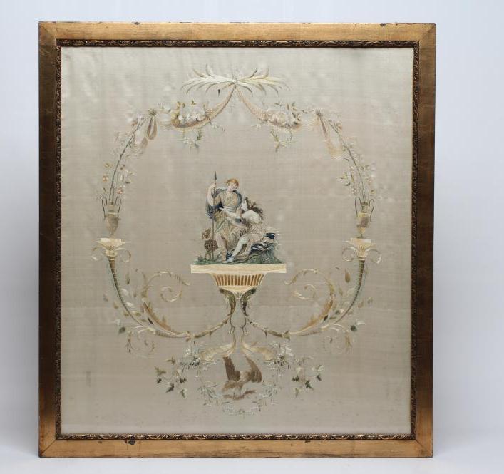 A SWEDISH SILK EMBROIDERED PANEL Image