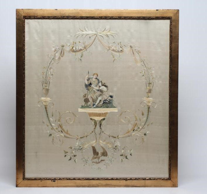 A SWEDISH SILK EMBROIDERED PANEL Image