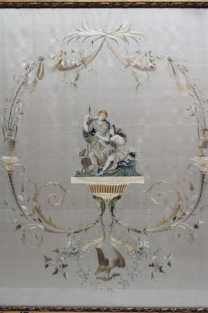 A SWEDISH SILK EMBROIDERED PANEL Image