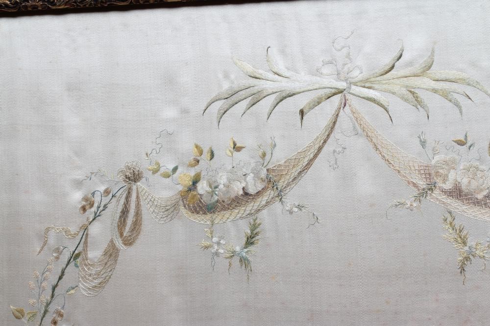 A SWEDISH SILK EMBROIDERED PANEL Image