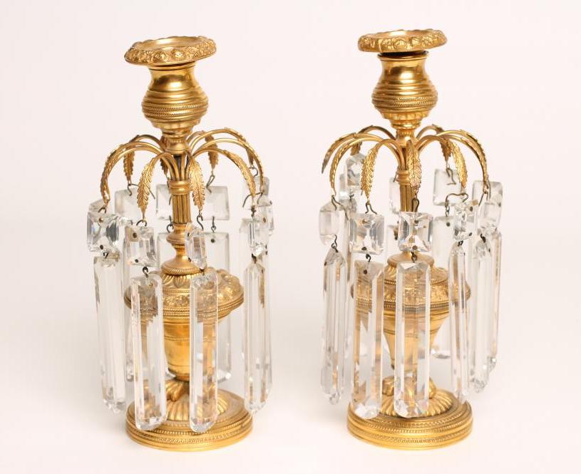 A PAIR OF REGENCY GILT METAL CANDLE LUSTRES Image