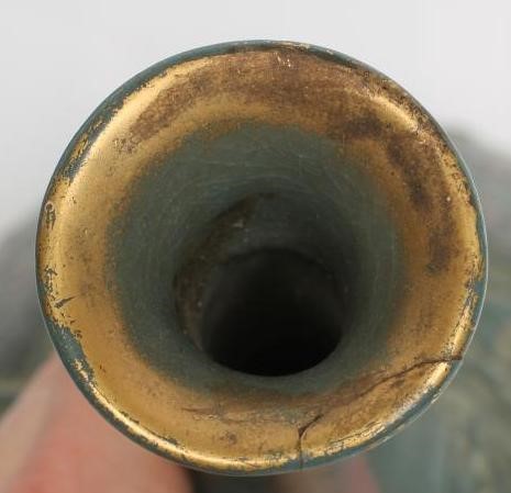 AN AMPHORA EARTHENWARE SECESSIONIST VASE with high neck and rounded conical base moulded in relief Image