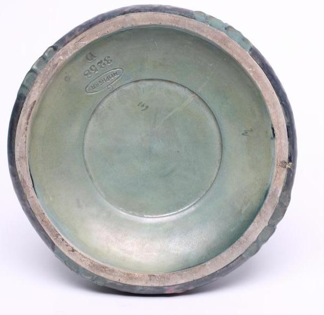 AN AMPHORA EARTHENWARE SECESSIONIST VASE with high neck and rounded conical base moulded in relief Image