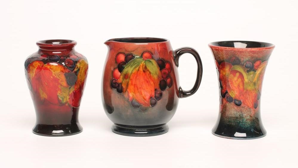TWO SMALL MOORCROFT POTTERY FLAMBE VASES Image