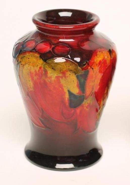 TWO SMALL MOORCROFT POTTERY FLAMBE VASES Image