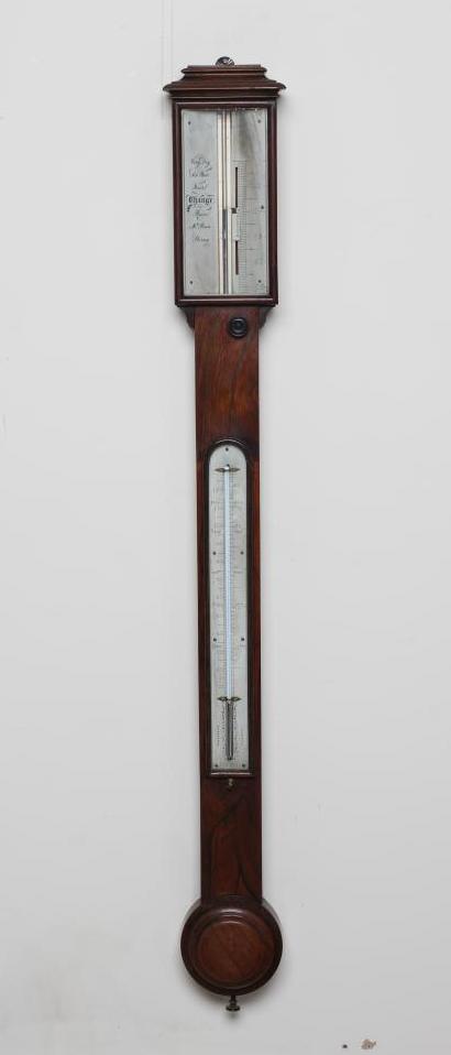 A ROSEWOOD CASED STICK BAROMETER Image