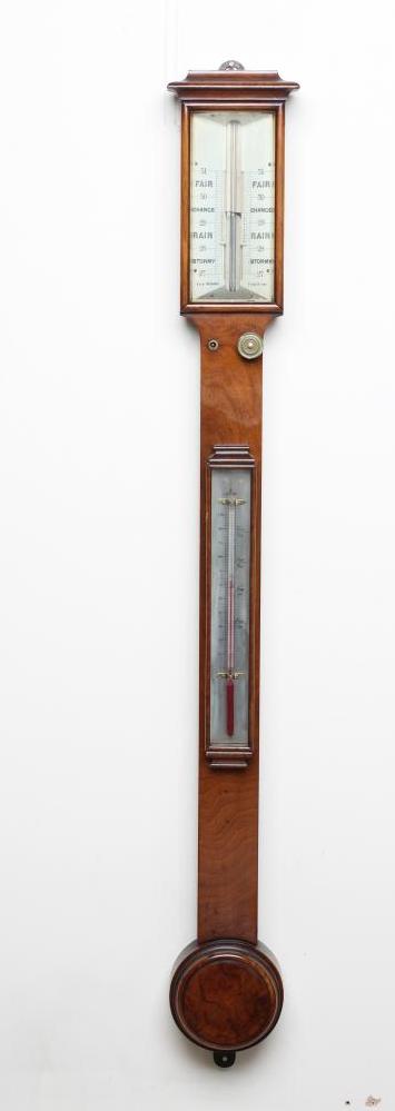 A MAHOGANY CASED STICK BAROMETER Image