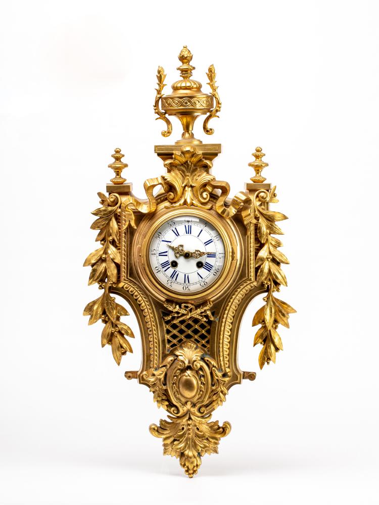A FRENCH GILT METAL CARTEL CLOCK by Japy Freres Image