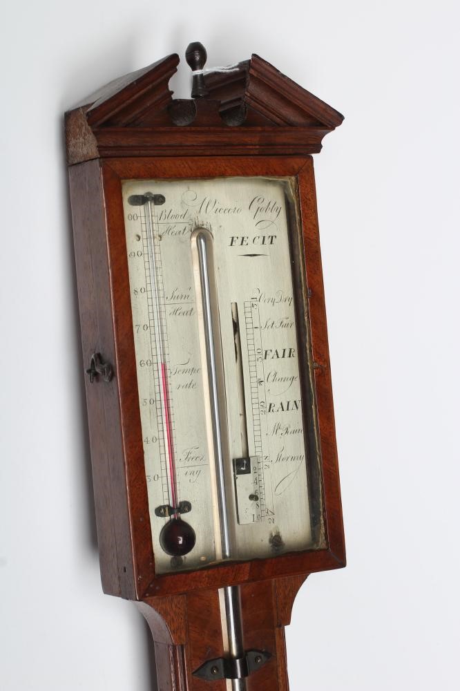 A MAHOGANY STICK BAROMETER signed Wicecia Gobby Image