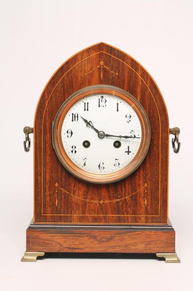 AN EDWARDIAN ROSEWOOD CASED TABLE CLOCK Image