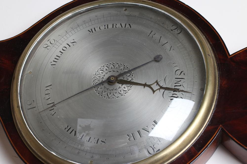A MAHOGANY FOUR GLASS WHEEL BAROMETER by Jeremiah Giscava Image
