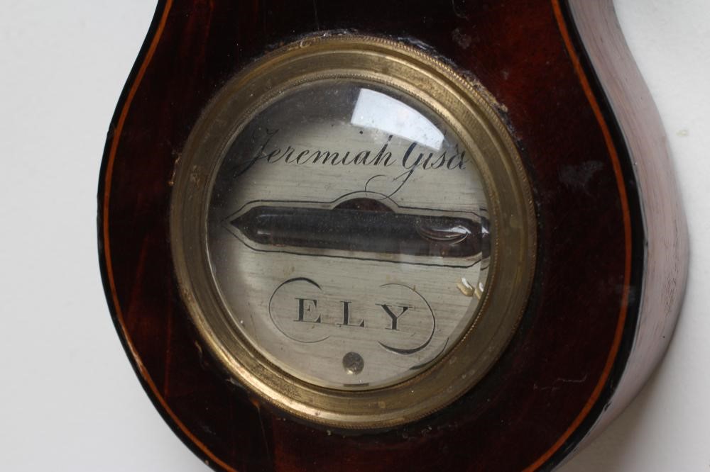 A MAHOGANY FOUR GLASS WHEEL BAROMETER by Jeremiah Giscava Image