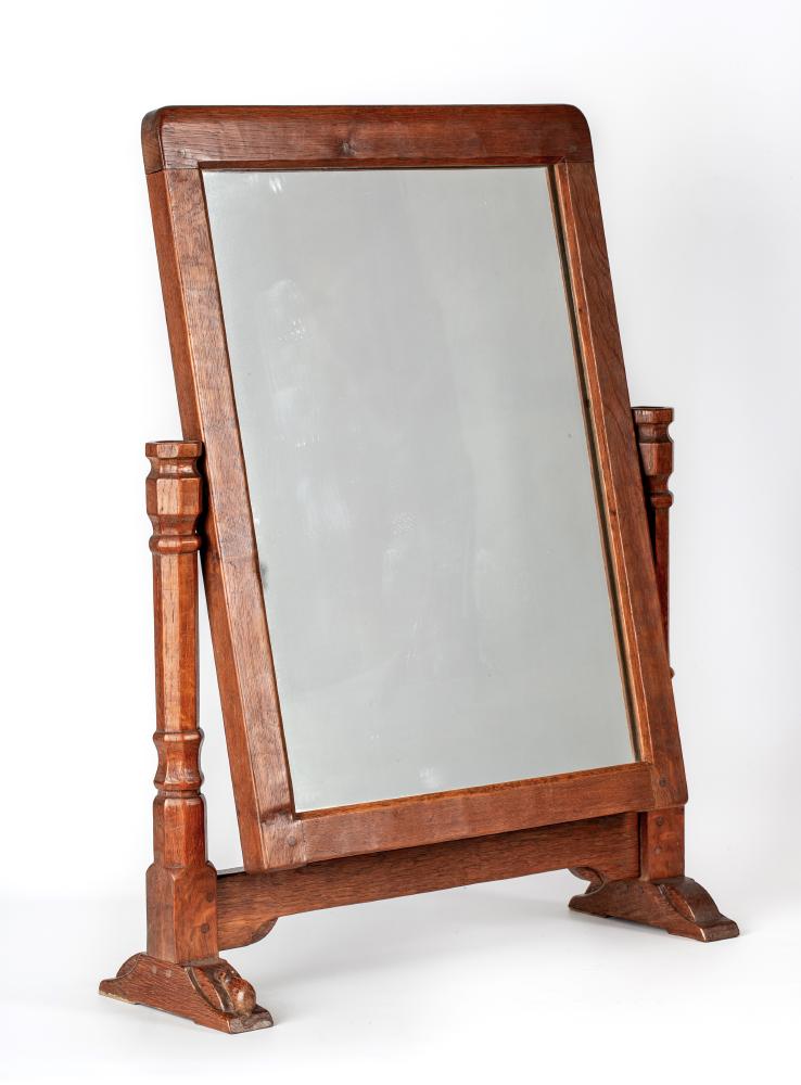 AN ADZED OAK TOILET MIRROR by Robert Thompson Image