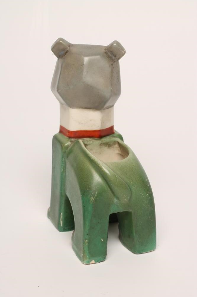 A LOUIS WAIN FUTURISTIC CAT POTTERY SPILL HOLDER Image