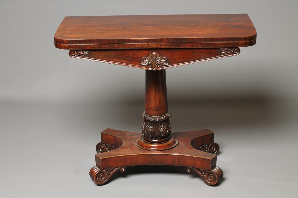 A VICTORIAN ROSEWOOD FOLDING CARD TABLE Image