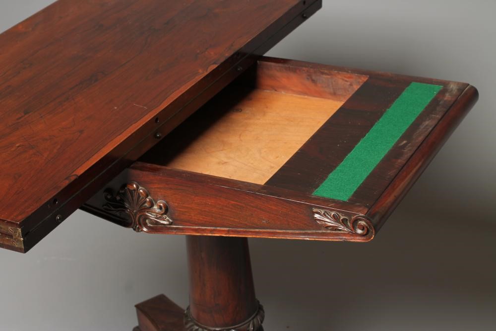 A VICTORIAN ROSEWOOD FOLDING CARD TABLE Image
