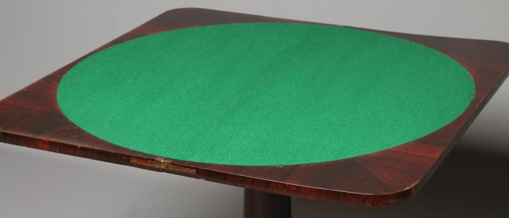 A VICTORIAN ROSEWOOD FOLDING CARD TABLE Image