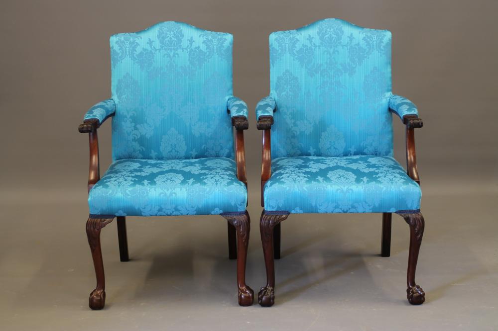 A PAIR OF MAHOGANY FRAMED ARMCHAIRS of Georgian design Image