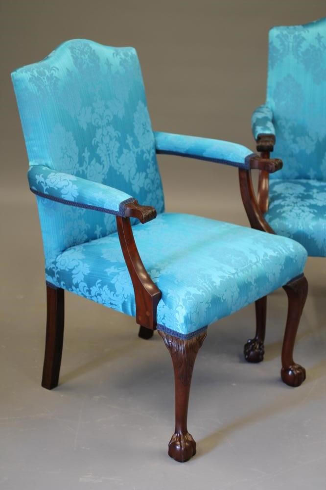 A PAIR OF MAHOGANY FRAMED ARMCHAIRS of Georgian design Image