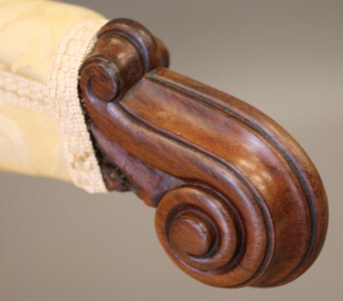 A WILLIAM IV ROSEWOOD OPEN FRAME SALON CHAIR upholstered in cream silk damask Image