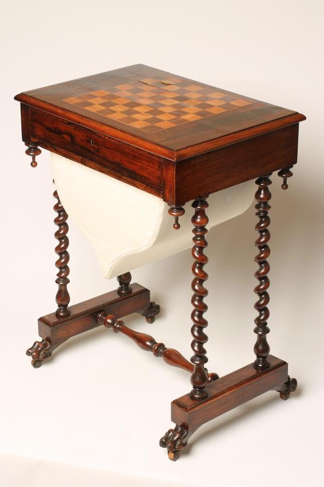 A ROSEWOOD GAMES/WORK TABLE Image