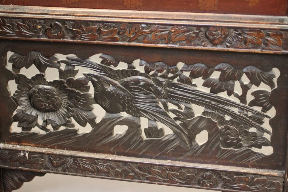 A CHINESE PADOUK WOOD AND IVORY FOLDING ROOM SCREEN Image