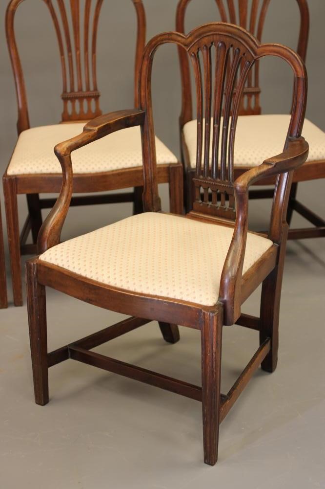 A SET OF FOUR GEORGIAN MAHOGANY DINING CHAIRS including an elbow chair Image