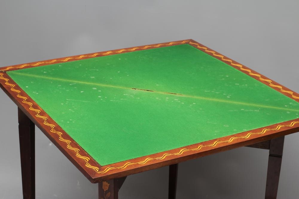 A DUTCH MAHOGANY AND FLORAL MARQUETRY CARD TABLE Image