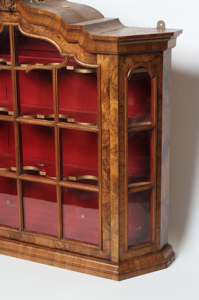 A DUTCH BURR WALNUT WALL DISPLAY CABINET Image