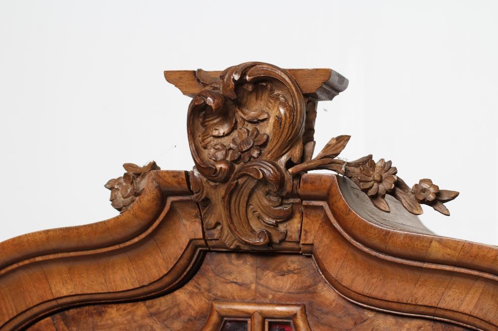 A DUTCH BURR WALNUT WALL DISPLAY CABINET Image
