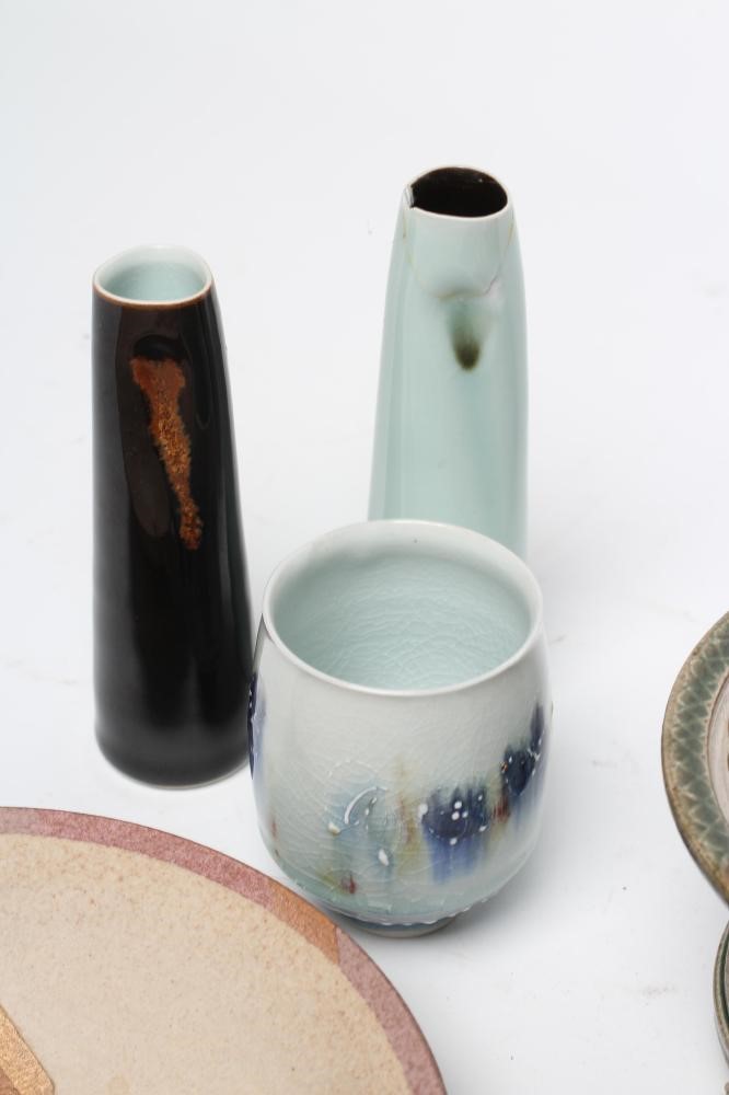 A & J YOUNG (b.1949 and 1950) - a green glazed stoneware box and cover of flared circular form Image