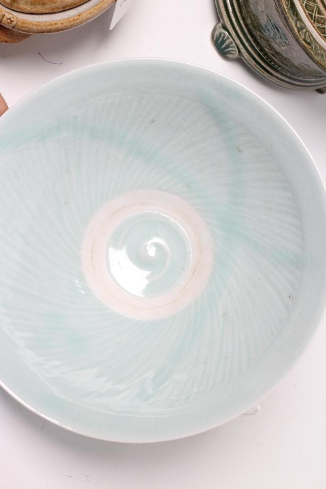 A & J YOUNG (b.1949 and 1950) - a green glazed stoneware box and cover of flared circular form Image