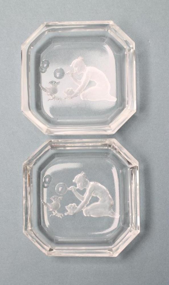 A PAIR OF DRESSING TABLE DISHES of canted square form Image