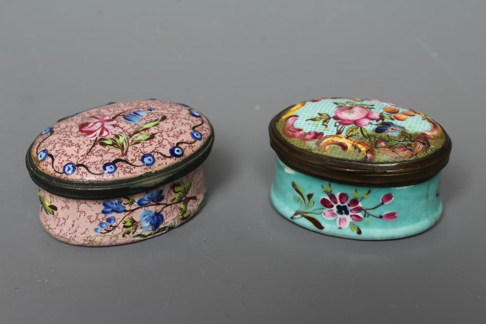 TWO SOUTH STAFFORDSHIRE ENAMEL PATCH BOXES Image