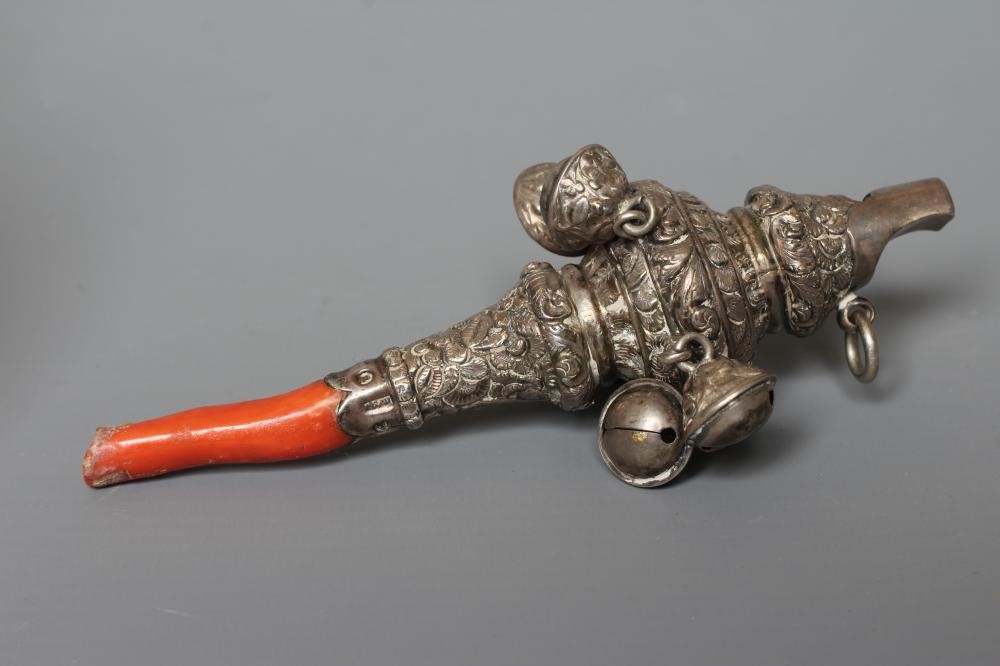 A GEORGE IV SILVER RATTLE/WHISTLE by Unite & Hilliard Image
