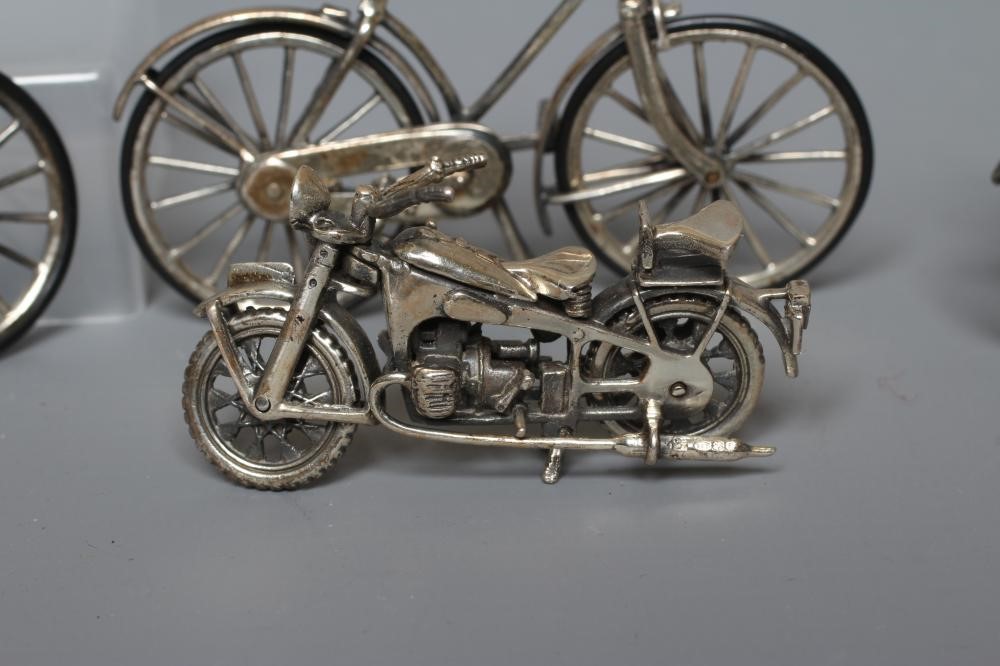 A MODERN SILVER MINIATURE MODEL PENNYFARTHING Image