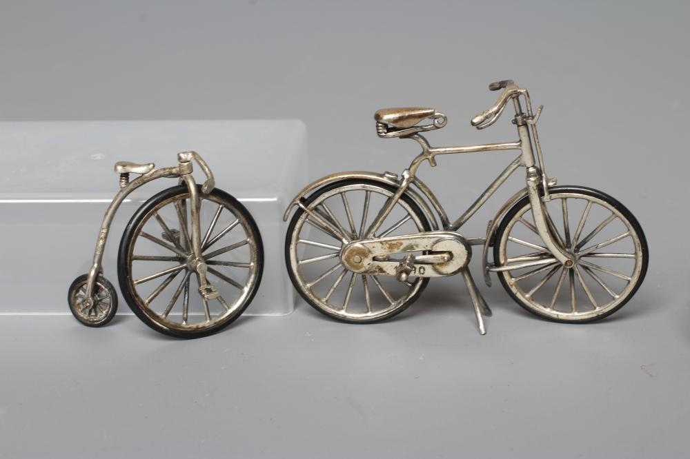 A MODERN SILVER MINIATURE MODEL PENNYFARTHING Image