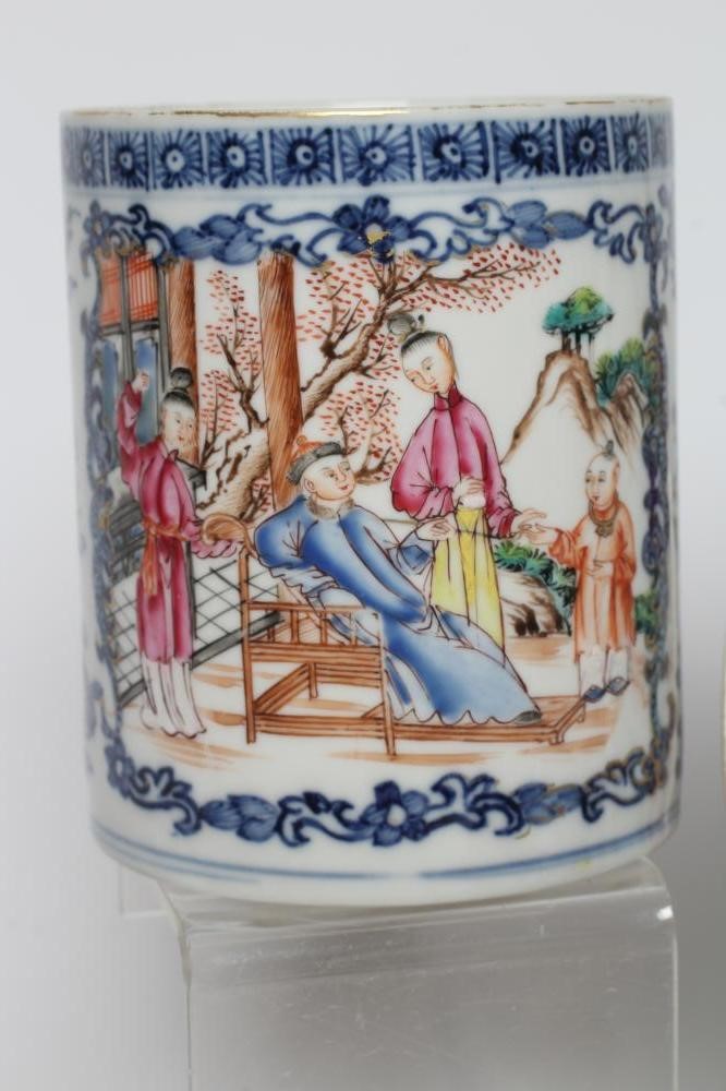 A COLLECTION OF CHINESE FAMILLE ROSE PORCELAIN comprising two cylindrical mugs painted with figures Image