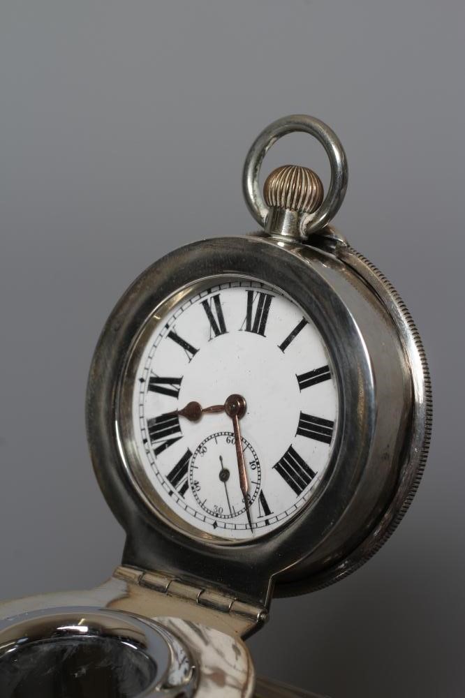AN EDWARDIAN SILVER MOUNTED COMBINATION INKWELL/PERPETUAL CALENDAR AND WATCH HOLDER by John Grinsell Image