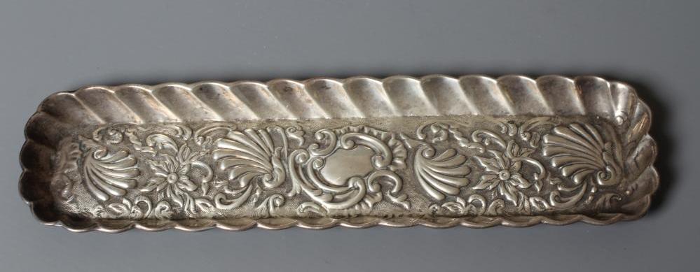 A LATE VICTORIAN SILVER PEN TRAY Image