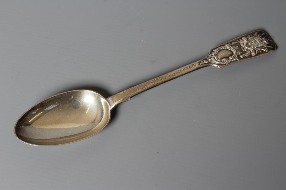 AN EDWARDIAN SILVER FIDDLE PATTERN TABLESPOON by Charles T Maine Image