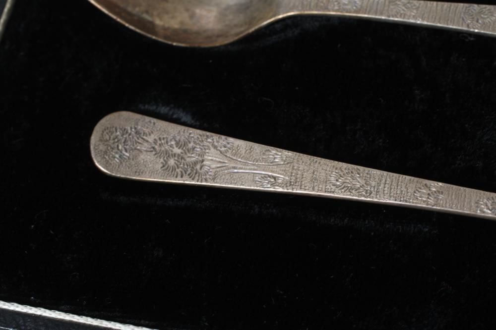 AN EDWARDIAN SILVER CHRISTENING SPOON AND FORK by Jackson & Fullerton Image
