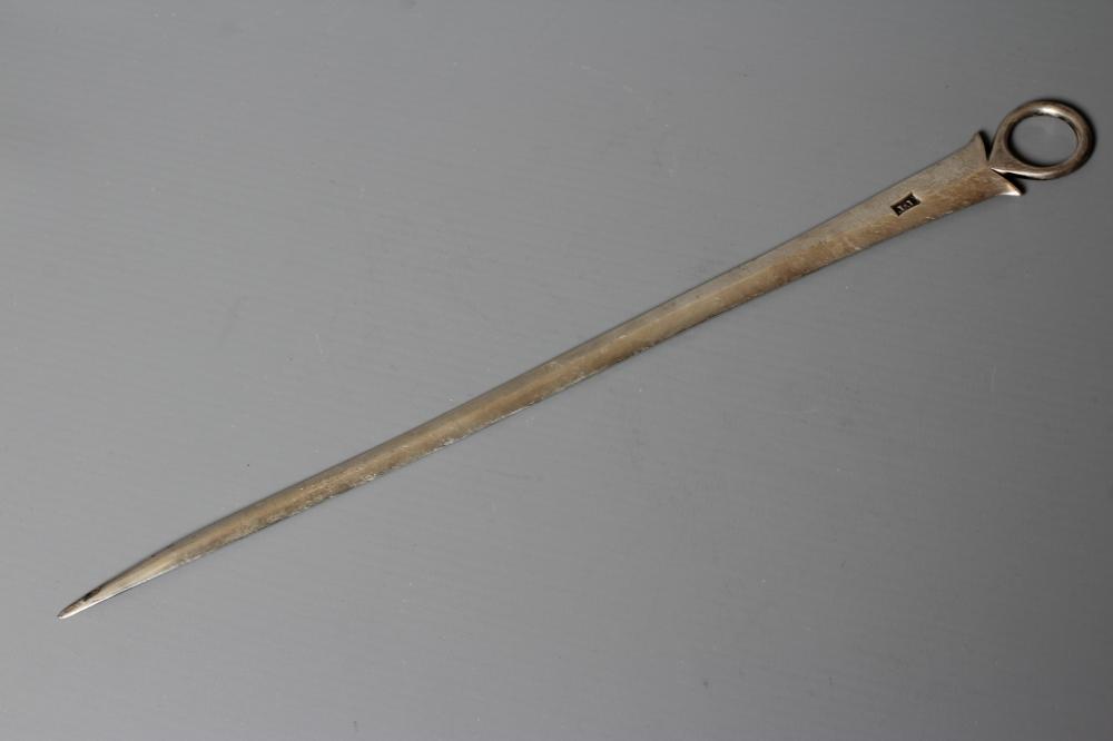 A GEORGE III SILVER MEAT SKEWER by Thomas Tookey, mid 18th century, no town or date letter, 11" Image