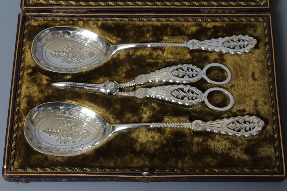 A PAIR OF EARLY VICTORIAN SILVER OLD ENGLISH PATTERN TABLE SPOONS by John James Whiting Image