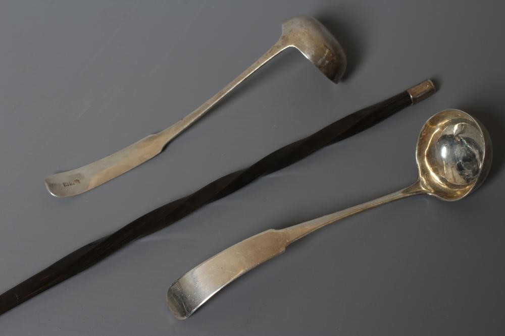 A PAIR OF LATE GEORGE III SCOTTISH SILVER FIDDLE PATTERN CREAM LADLES probably by George Fenwick Image